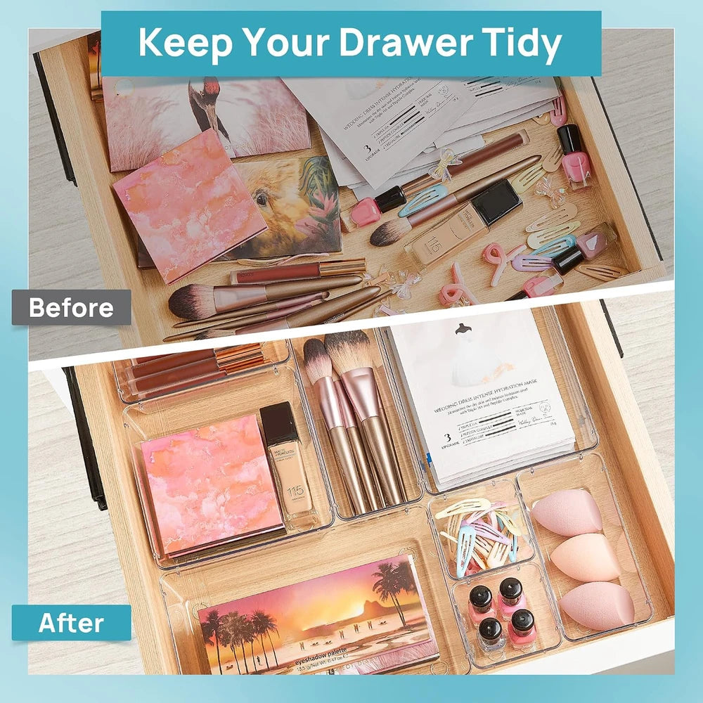 Vtopmart Clear Plastic Makeup Drawer Organizer Set